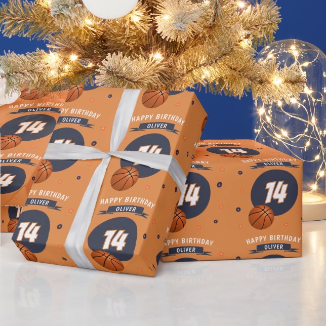 Papel De Presente Bola de Basquete Feliz Aniversário (Feriados)