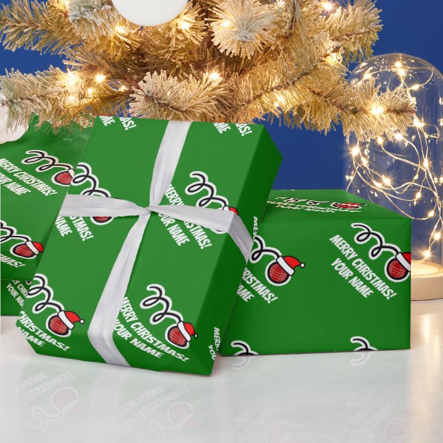 Papel De Presente Bola de bocce engraçada com chapéu de Papai Noel N (Feriados)