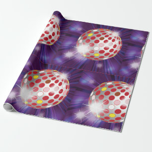 Papel De Presente Bola de Discoteca Retro dos Anos 70 Vibrante Verme