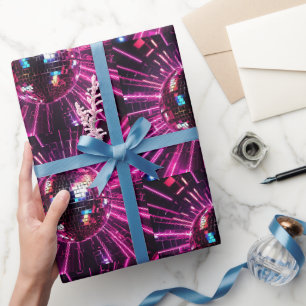 Papel De Presente Bola de Discoteca Rosa