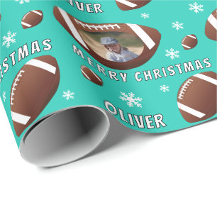 Papel De Presente Bola de Futebol Americano Feliz Natal Foto