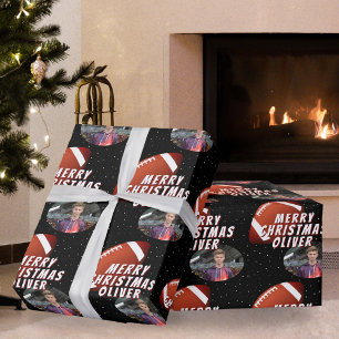 Papel De Presente Bola de Futebol Americano Feliz Natal Menino Foto