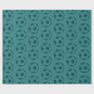 Papel De Presente Bola de Futebol Azul para Meninos Festa de Anivers