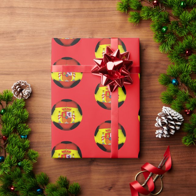 Papel De Presente Bola de Futebol da Espanha  (Presente de Natal)