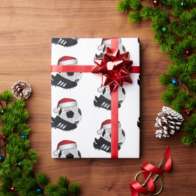 Papel De Presente Bola de Futebol de Natal e Sapato (Presente de Natal)
