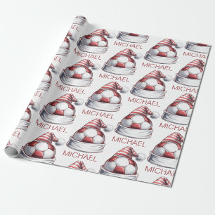 Papel De Presente Bola de Futebol de Natal Personalizada Alegre Papa
