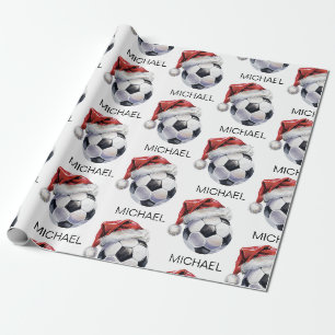 Papel De Presente Bola de Futebol de Natal Personalizada Papai Noel
