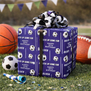 Papel De Presente Bola de Futebol Esportes Festa de Aniversário Infa
