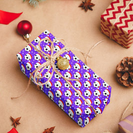 Papel De Presente Bola de Futebol Vestindo Chapéu do Papai Noel e Fl