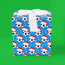 Papel De Presente Bola de Futebol Vestindo Chapéu do Papai Noel & Fl