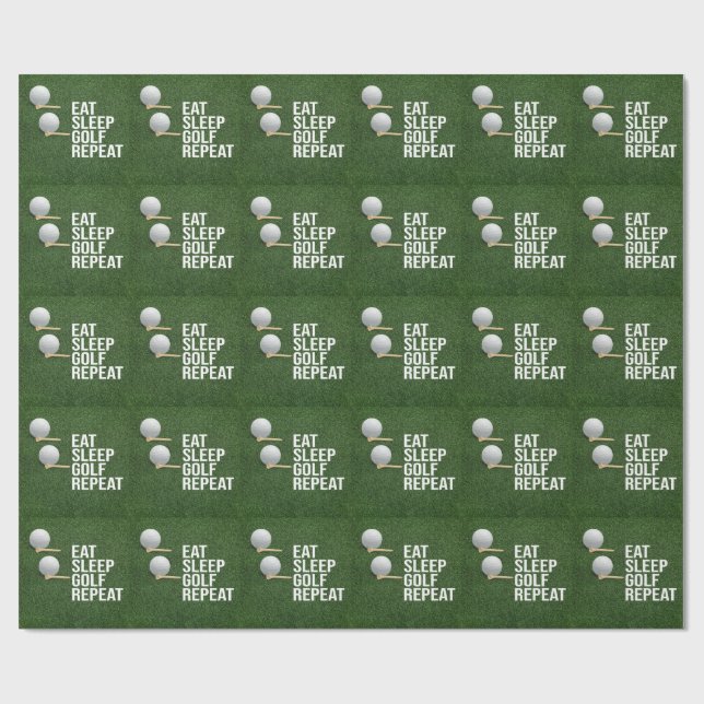 Papel De Presente Bola de golfe coma durma golfe repita no gramado v (Aberto)