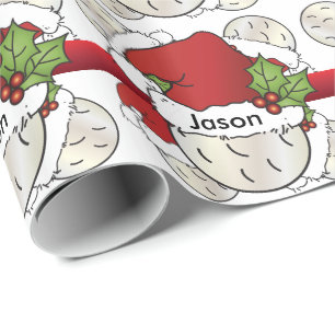 Papel De Presente Bola de Golfe de Santa Hat DIY Name