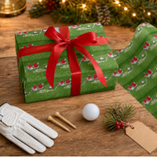 Papel De Presente Bola de golfe e chapéu de Papai Noel para o Natal