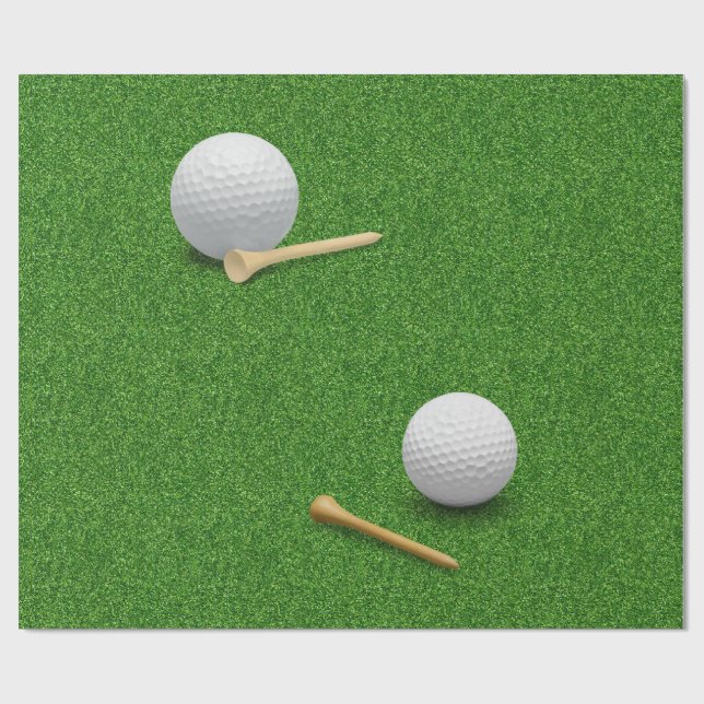 Papel De Presente Bola de golfe e tee em fundo de grama verde (Aberto)