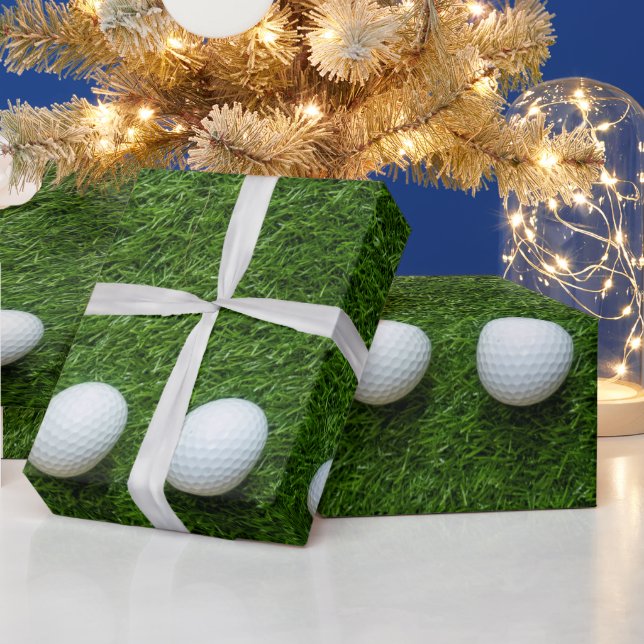 Papel De Presente Bola de Golfe em Grama Verde (Feriados)
