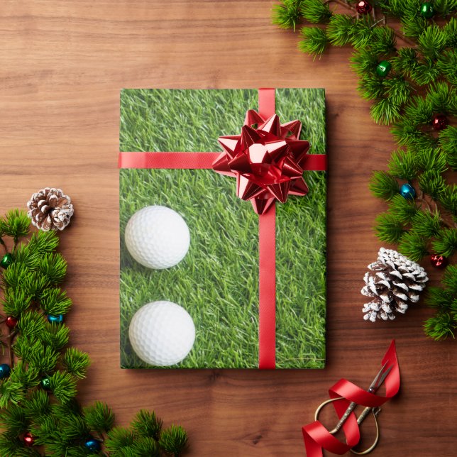 Papel De Presente Bola de Golfe em Grama Verde (Presente de Natal)