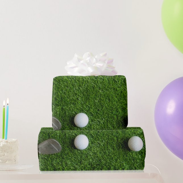 Papel De Presente Bola de Golfe em Relva Verde (Presentes para festas)