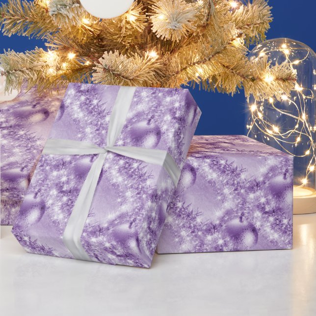 Papel De Presente Bola de Natal Violeta Elegante (Feriados)