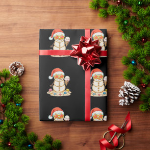 Papel De Presente Bola de Neve de Areia Chapéu de Papai Noel Natal V