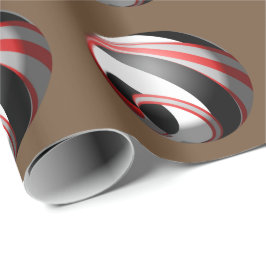 Papel De Presente Bola Listrada de Vermelho Branco e Preto