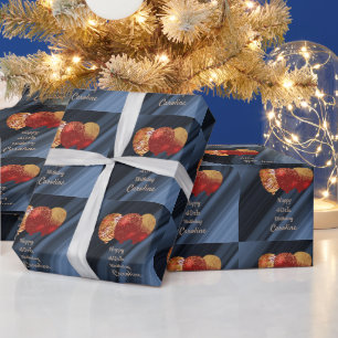 Papel De Presente Bola Vermelha Feliz Aniversário de 40 anos Dourado