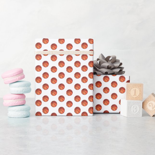 Papel De Presente Bolas de basquete em branco (Chá de bebê)