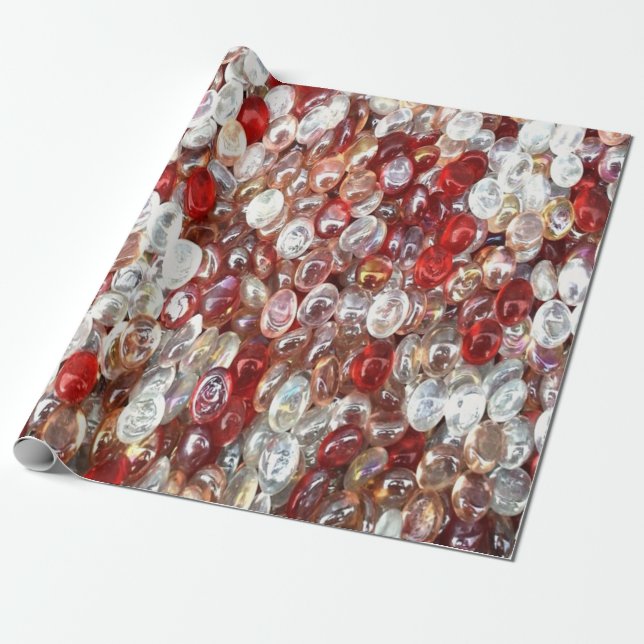 Papel De Presente Bolas de cristal de vidro vermelho e claro (Desenrolado)