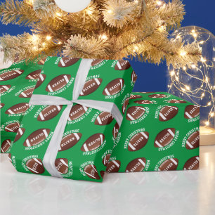 Papel De Presente Bolas de Futebol Americanas: Natal Verde