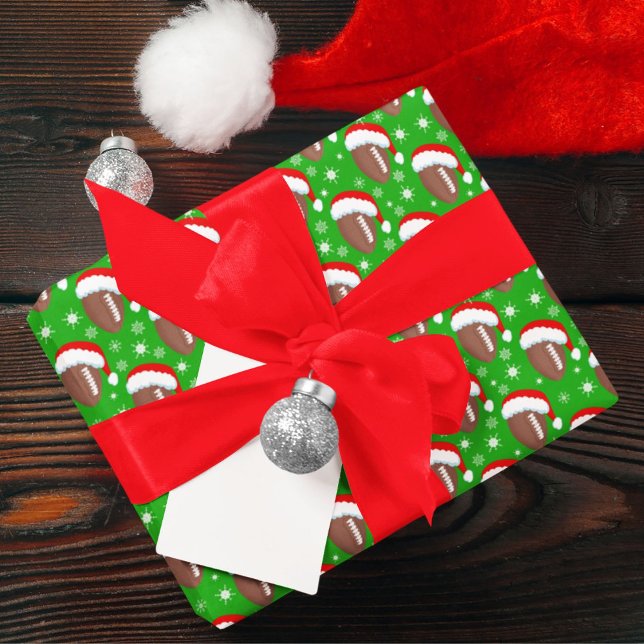 Papel De Presente Bolas de futebol Chapéu do Papai Noel & Flocos de  (Criador carregado)