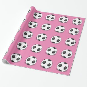 Papel De Presente Bolas De Futebol Em Fundo Rosa