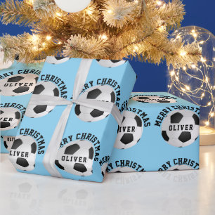 Papel De Presente Bolas de Futebol para Crianças Nome Natal 