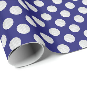 Papel De Presente Bolas de Golfe Brancas em Azul Meia-Noite