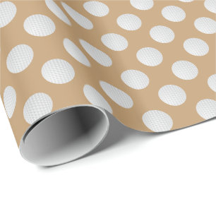 Papel De Presente Bolas de Golfe Brancas em Marrom Camelo