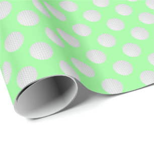 Papel De Presente Bolas de Golfe Brancas em Verde Menta