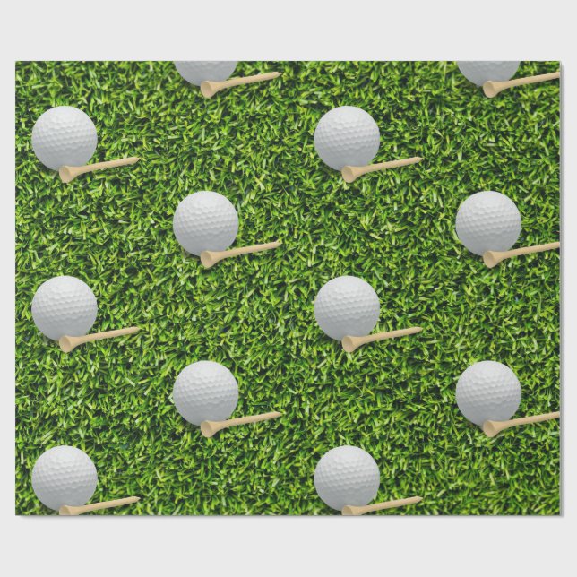 Papel De Presente Bolas de golfe em um fundo de grama verde (Aberto)