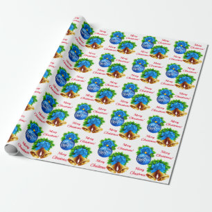 Papel De Presente Bolas de Natal Azul