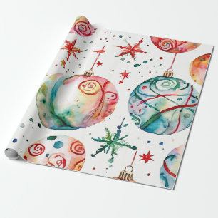 Papel De Presente Bolas de Natal de Fosco Azul