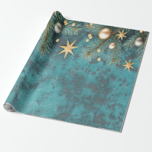 Papel De Presente Bolas de Natal Estrelas Ramos Antigos