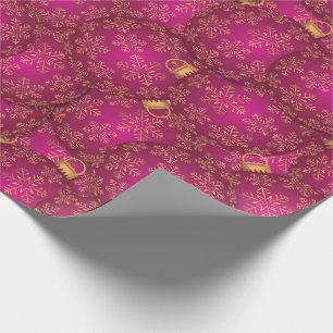 Papel De Presente Bolas de Natal rosa