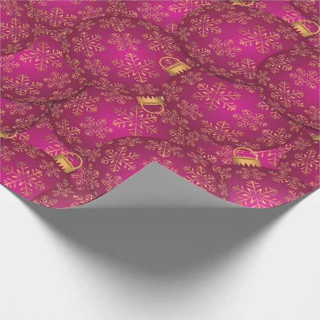 Papel De Presente Bolas de Natal rosa (Ponta)