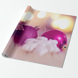 Papel De Presente Bolas de Natal Violeta Elegantes Feriado