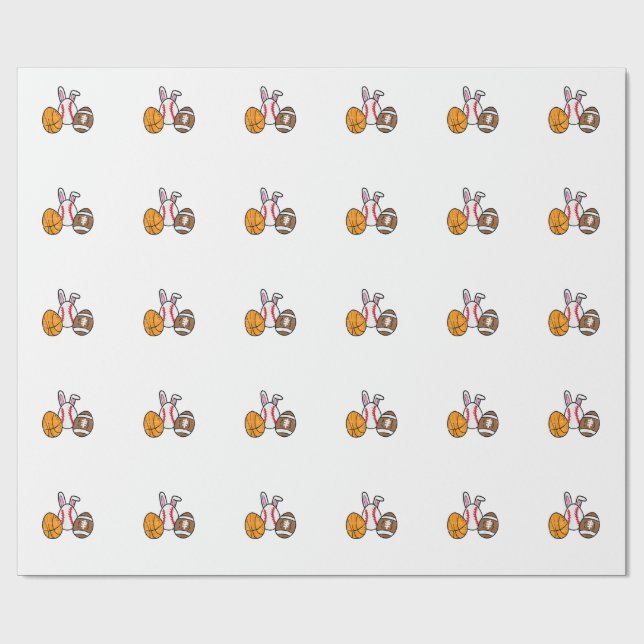 Papel De Presente Bolas de Páscoa Basquetebol Basebol Futebol Menino (Aberto)