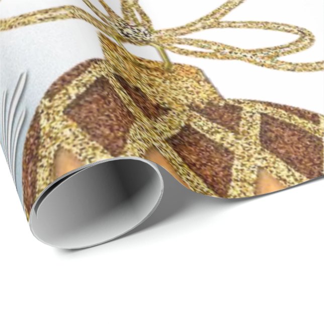 Papel De Presente Bolas Douradas de Papel de Moldagem de Natal (Ponta do rolo)