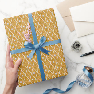 Papel De Presente Bolas e tacos de golfe Argyle em amarelo dourado