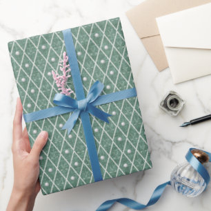 Papel De Presente Bolas e tacos de golfe Argyle em Hunter Green