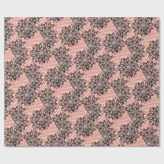 Papel De Presente Bold Bloom Fusion – Abstract Black Florals on Wavy
