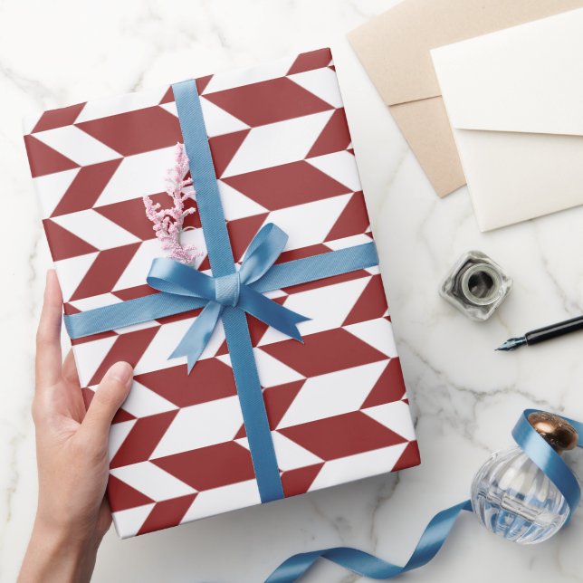 Papel De Presente Bold Duas Setas Clínicas com Traço Vermelho Branco (Presentear)