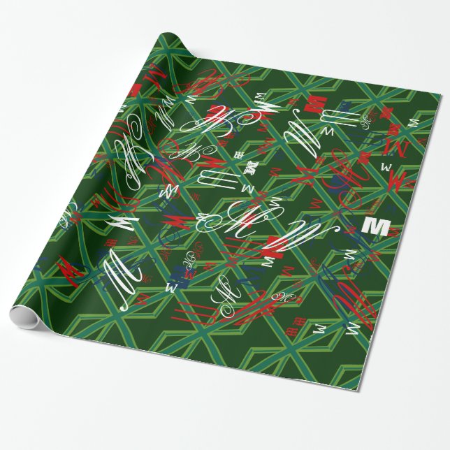 Papel De Presente Bold Forest Green Union Jack (Desenrolado)