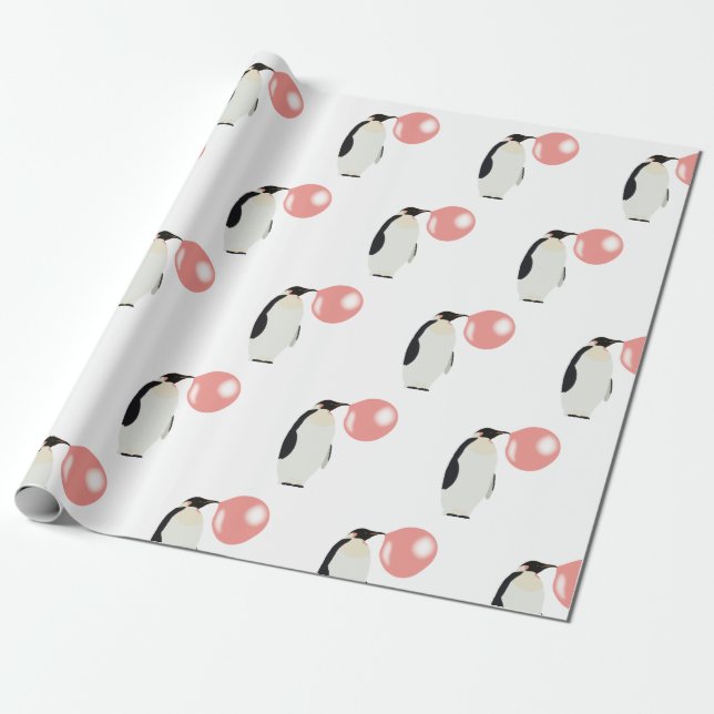 Papel De Presente Bolha Búscula Goma-Bolo Pinguim Soprando Bolha (Desenrolado)