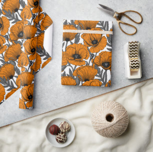 Papel De Presente Bolhas de laranja em branco